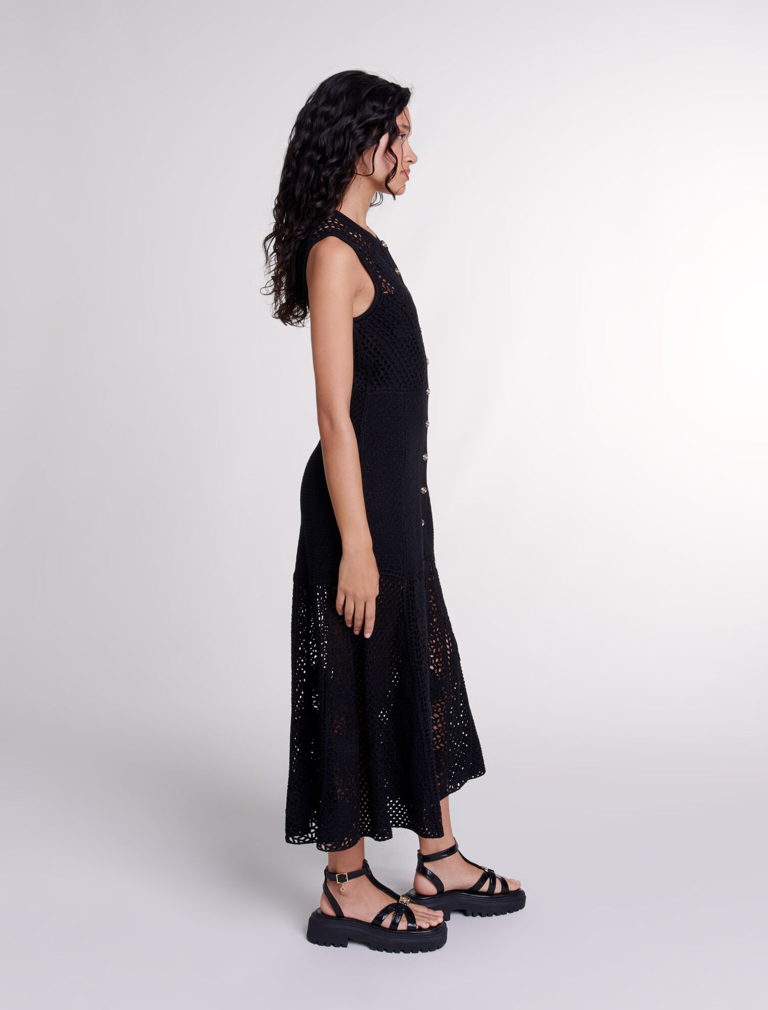 Langes Häkelkleid