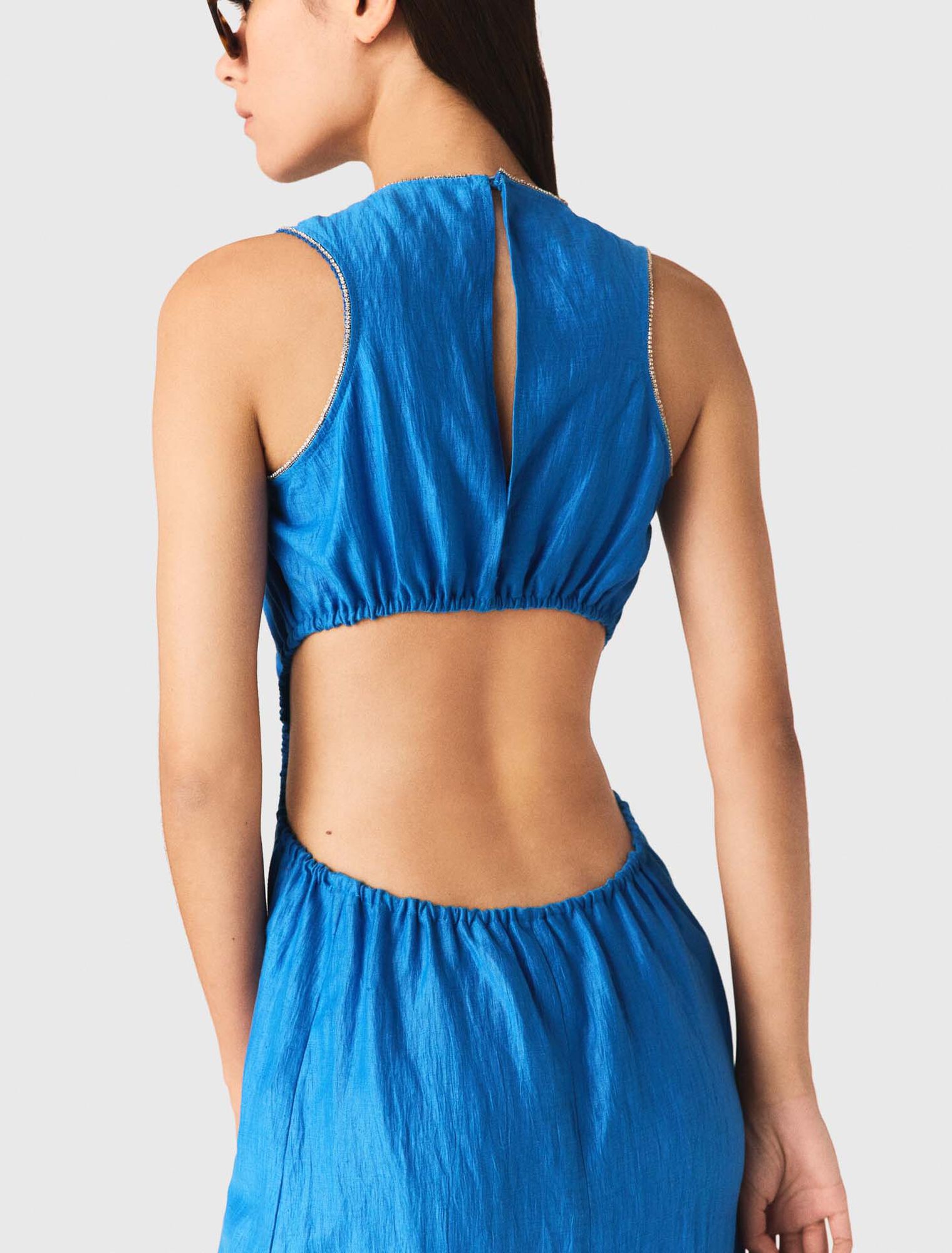 R&uuml;ckenfreies Leinenmix-Midikleid