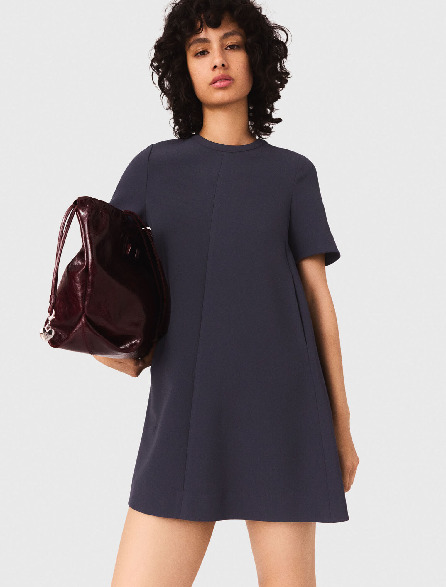 Trapezkleid aus schwerem Crêpe