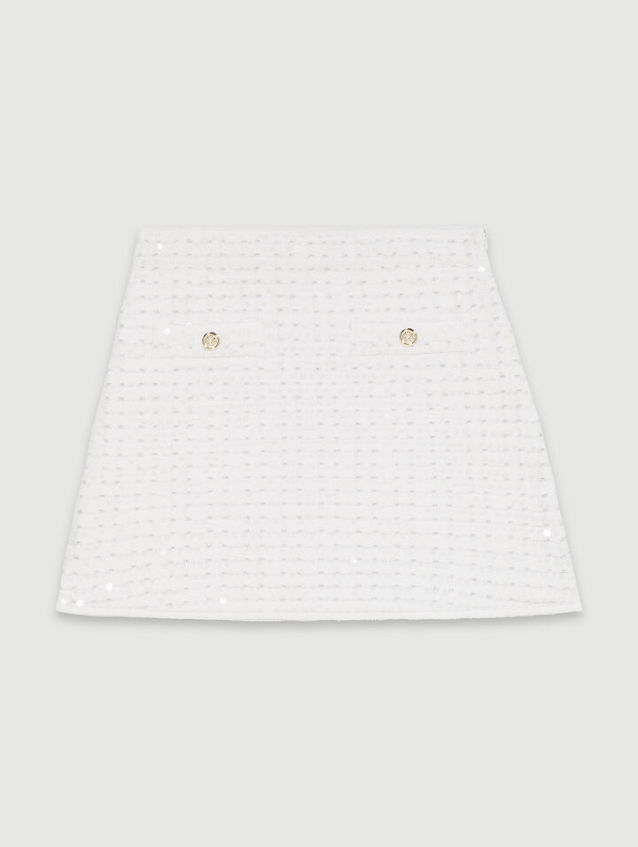 Kurzer Strickrock mit Pailletten