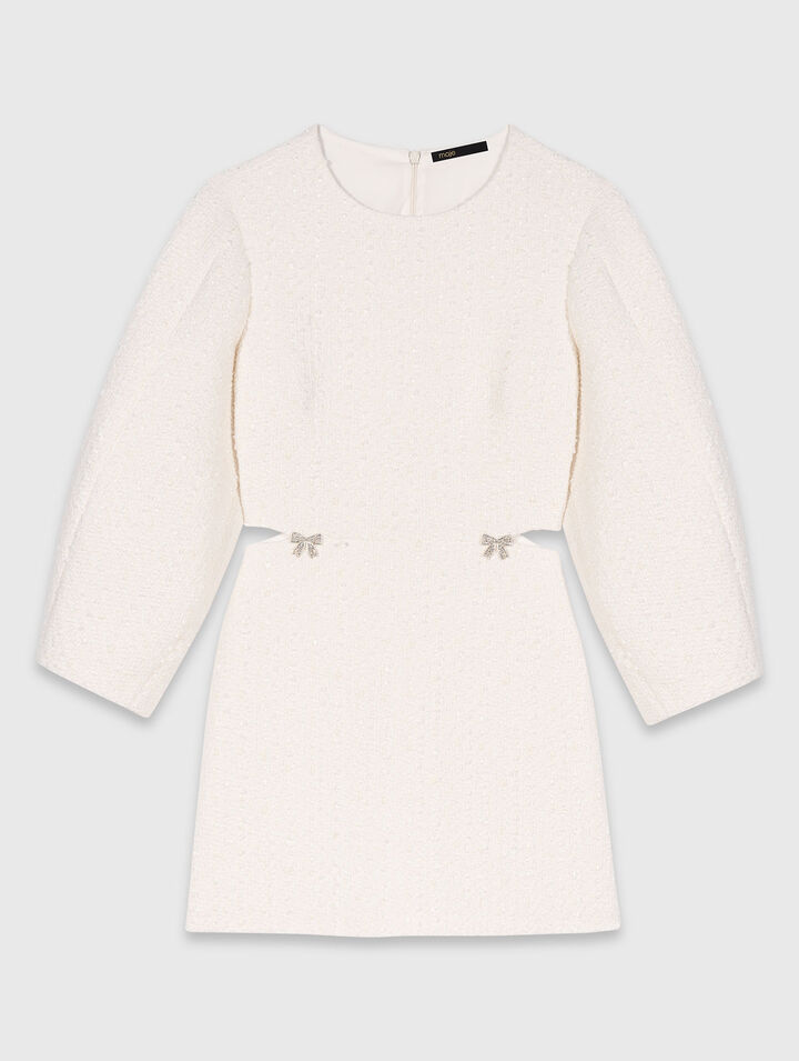 Kurzes Tweedkleid mit Ballonärmeln