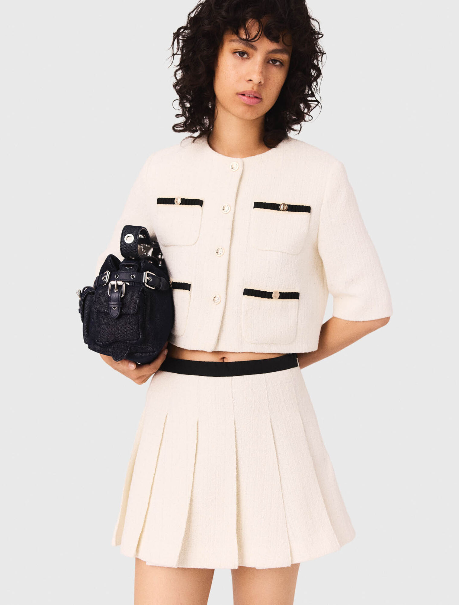 Trompe-l'œil-Shorts aus Tweed