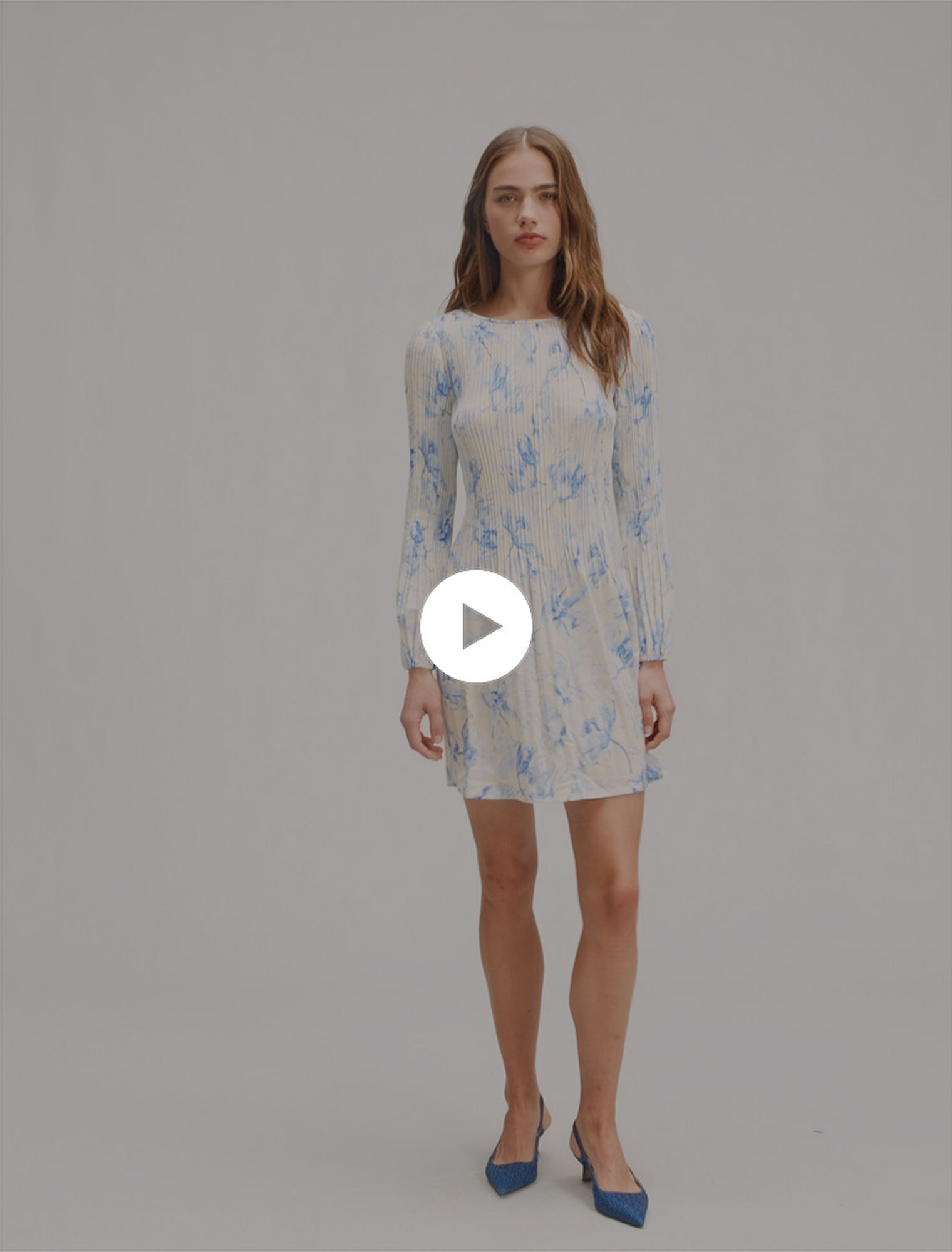 Plissiertes Kleid mit Print
