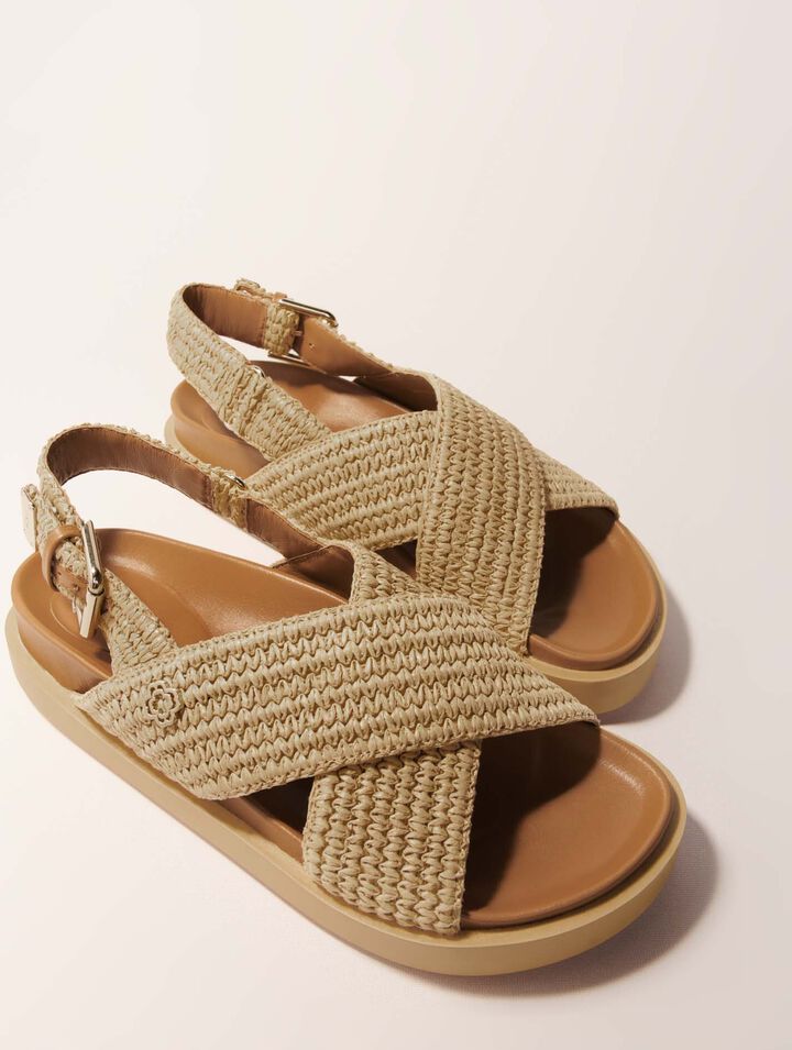 Flache Sandalen in Bastoptik
