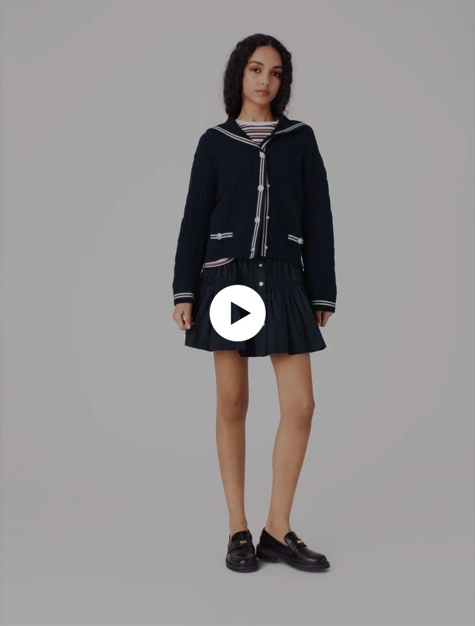 Zopf-Cardigan mit U-Boot-Ausschnitt