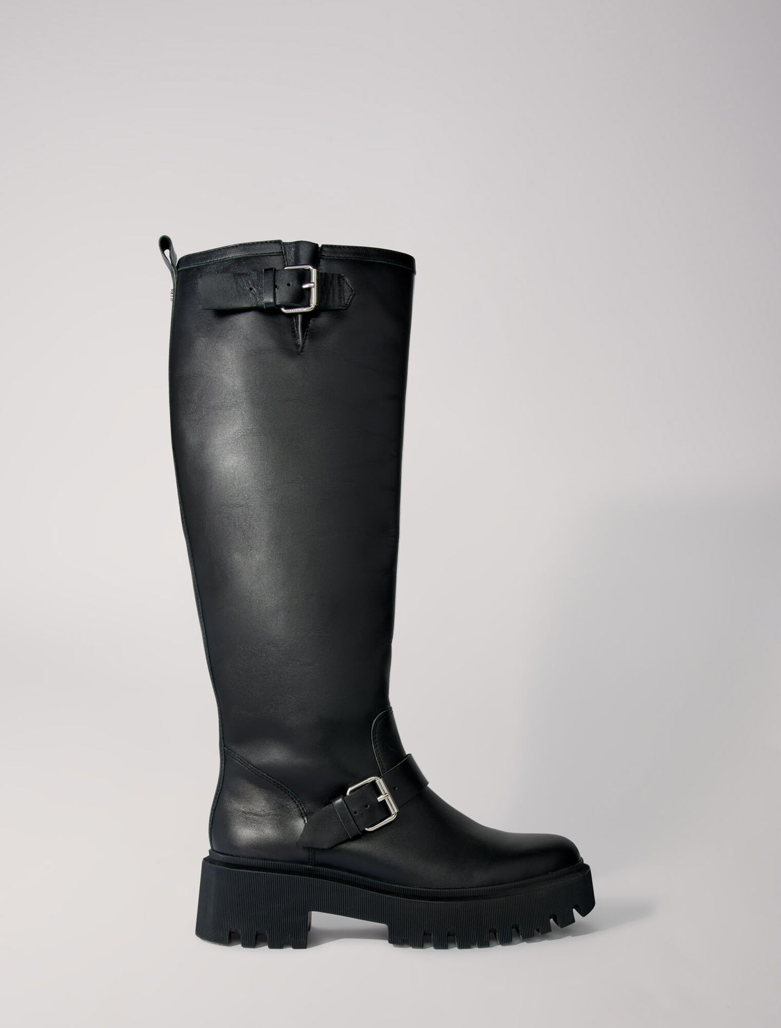 Biker-Stiefel aus Glattleder