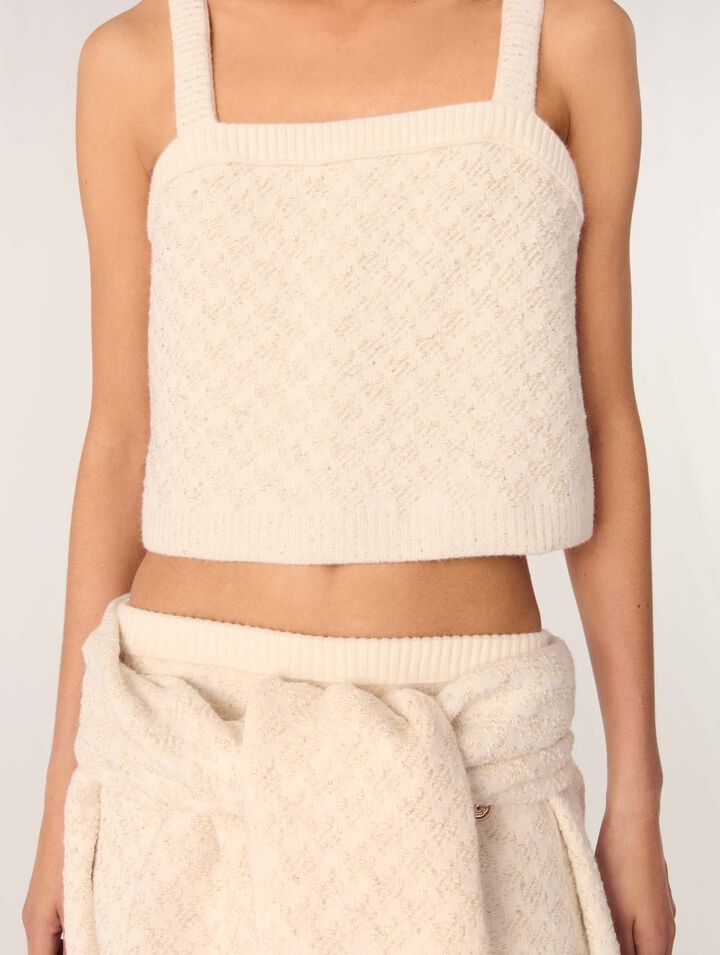 Kurzes Strick-Top mit Tweed-Effekt