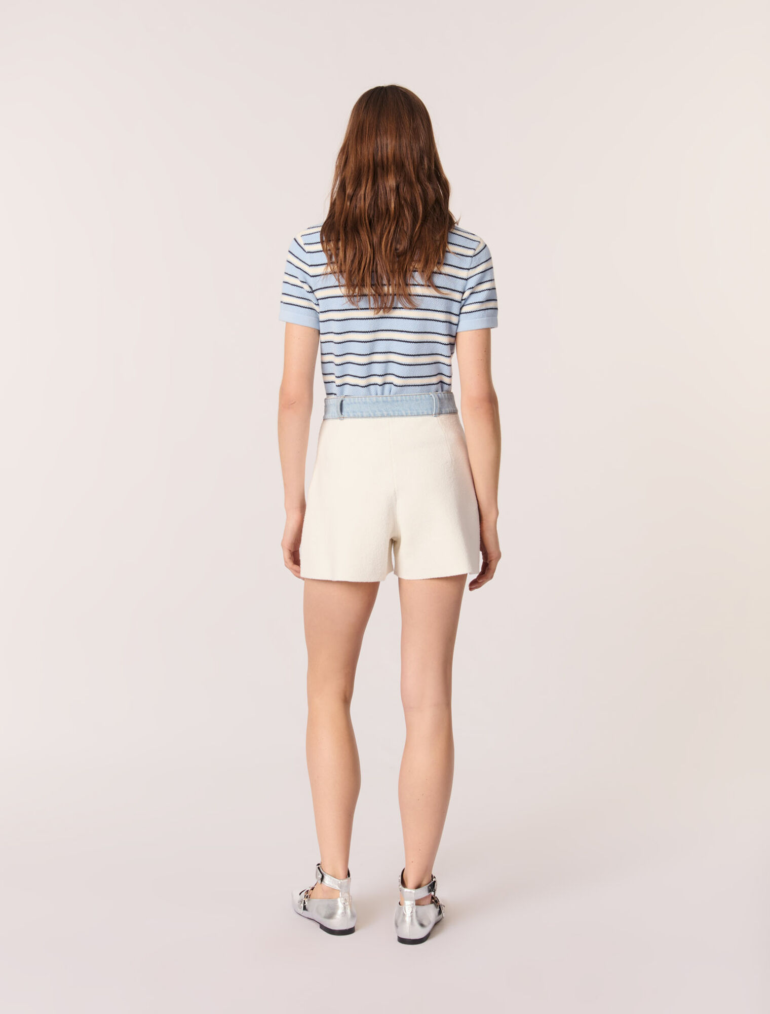 Shorts aus Strick mit Denimborten