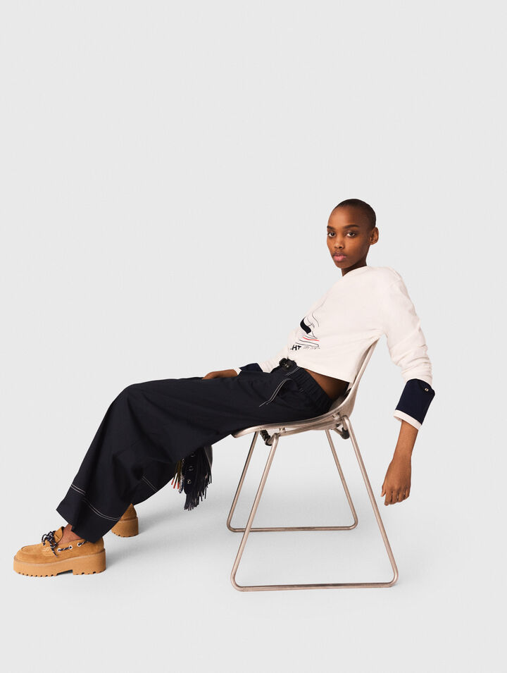 Baumwollhose mit Lederg&uuml;rtel