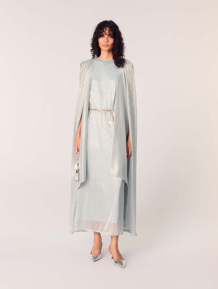 Langes Cape-Kleid aus Lurex