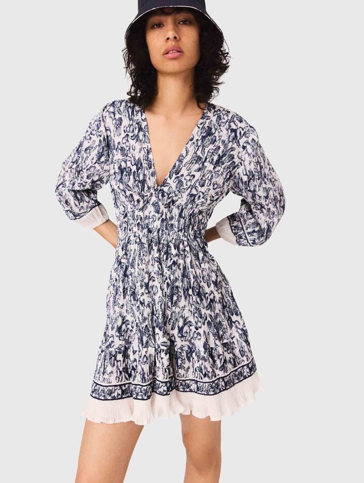 Plissiertes Kleid mit Print