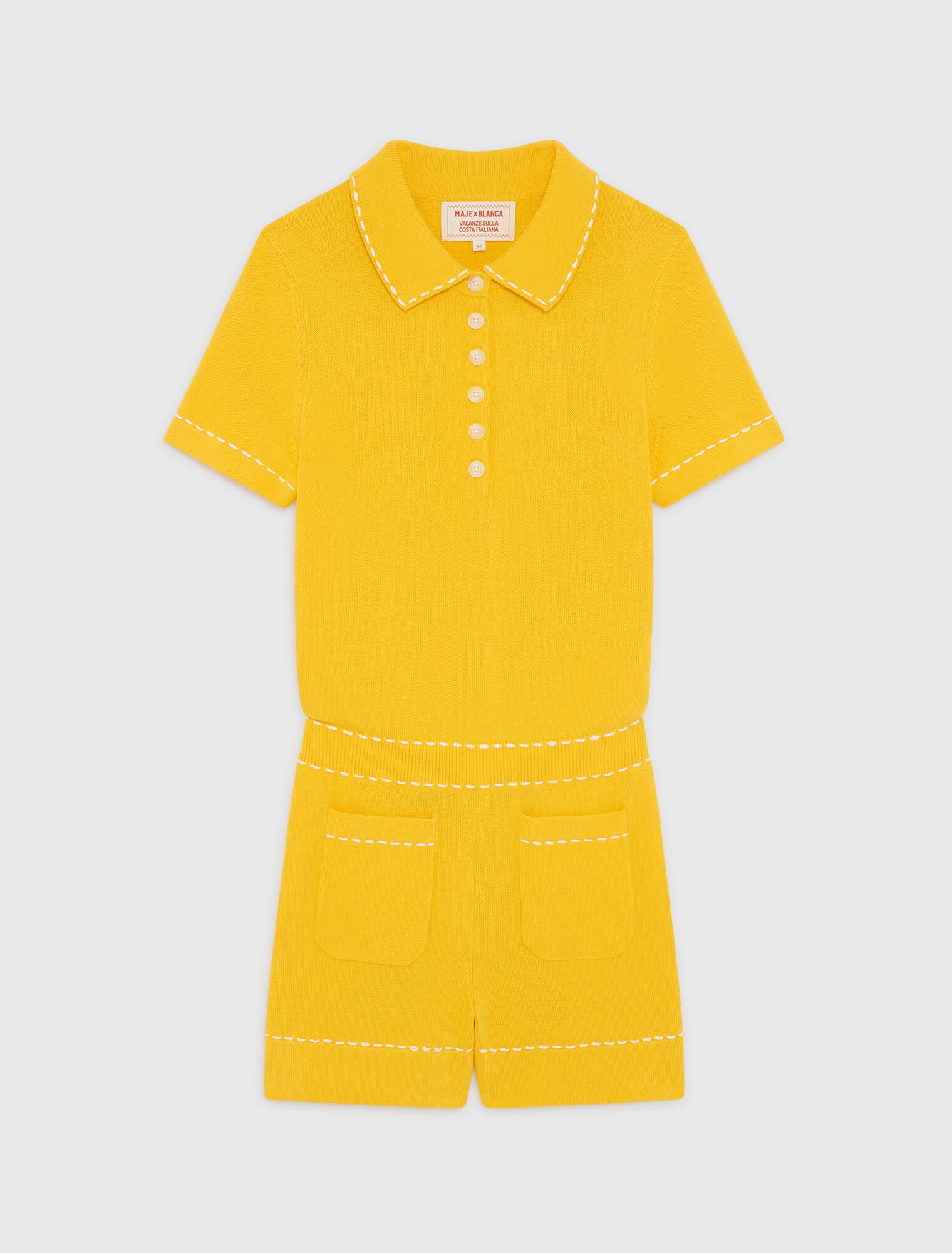 Playsuit aus Strick mit Polokragen