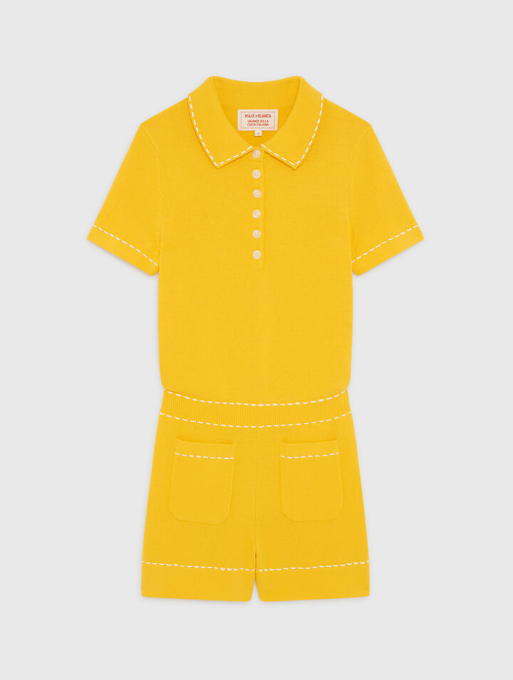 Playsuit aus Strick mit Polokragen