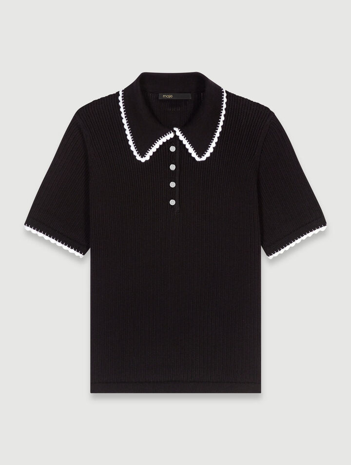 Poloshirt aus Pointelle-Strick