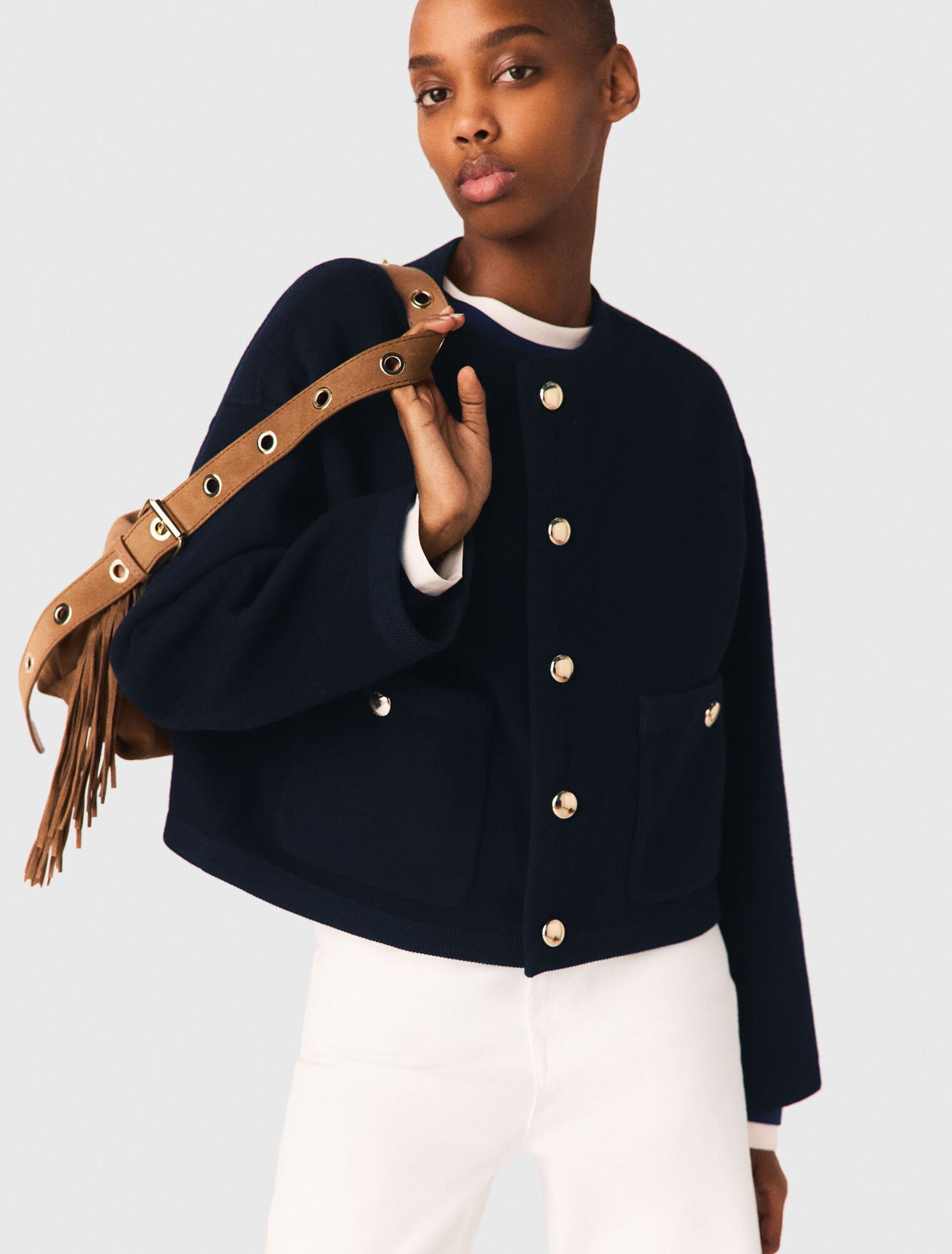 Doubleface-Jacke mit Flechtborten