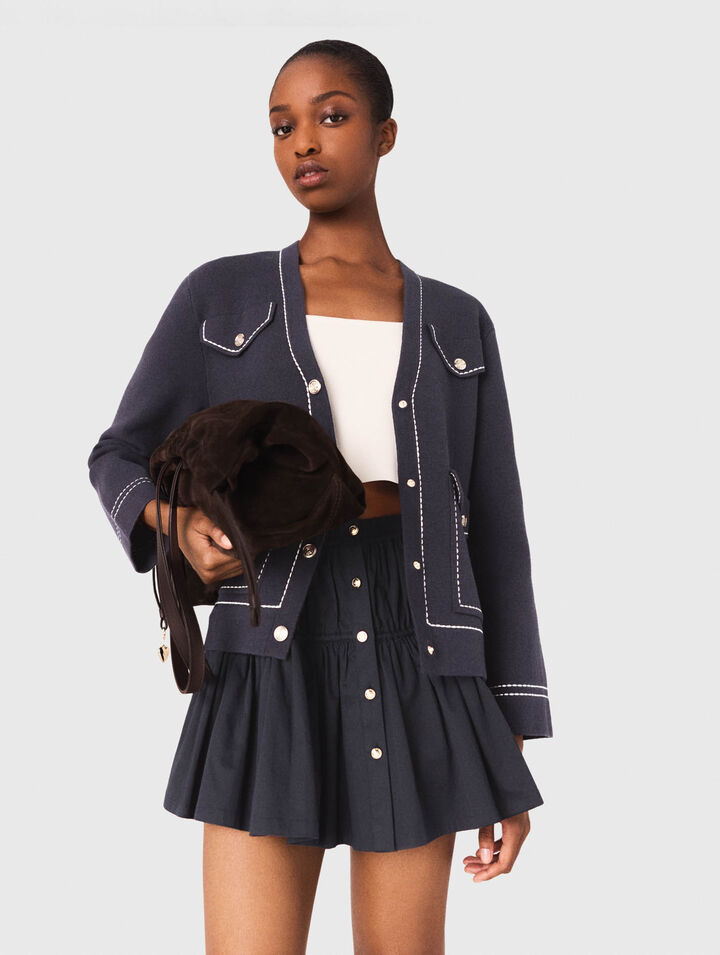 Langer Cardigan mit Steppnähten