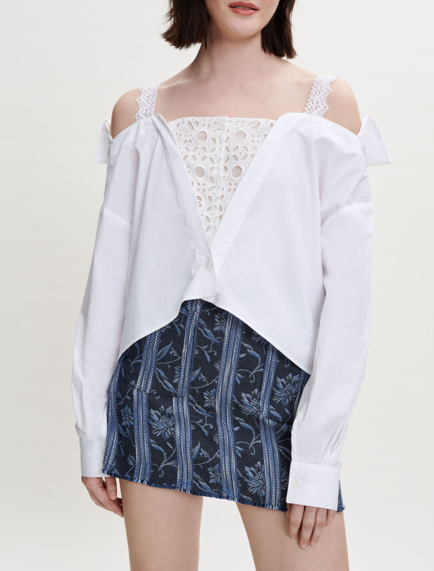 Trompe l'oeil Shirt mit Spitze