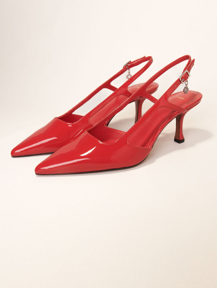 Slingback-Pumps aus Lackleder