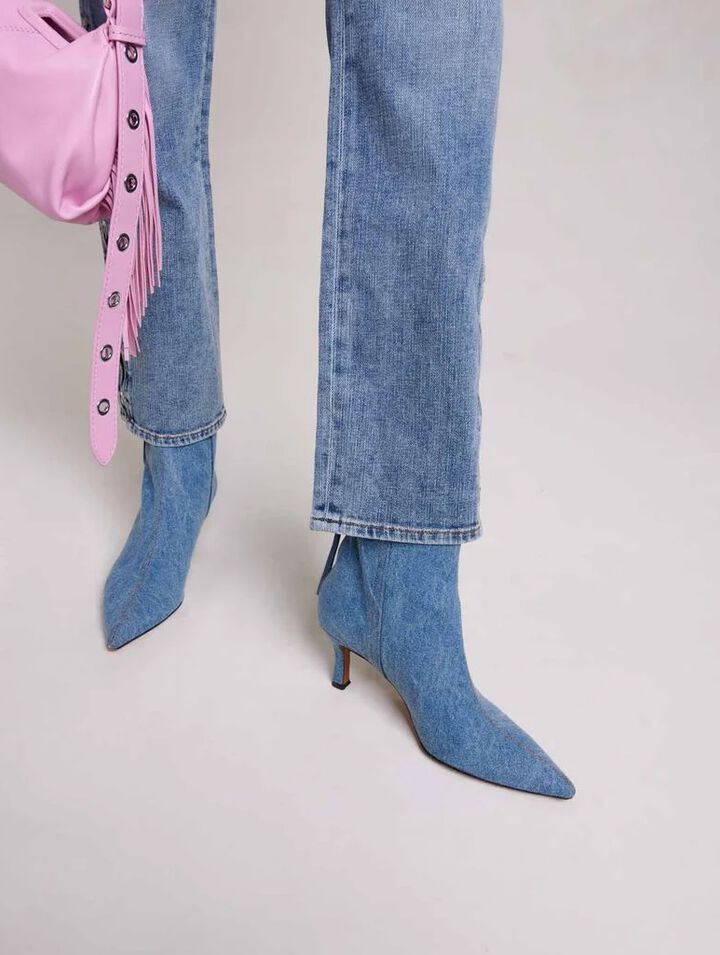 Spitze Denim-Stiefeletten