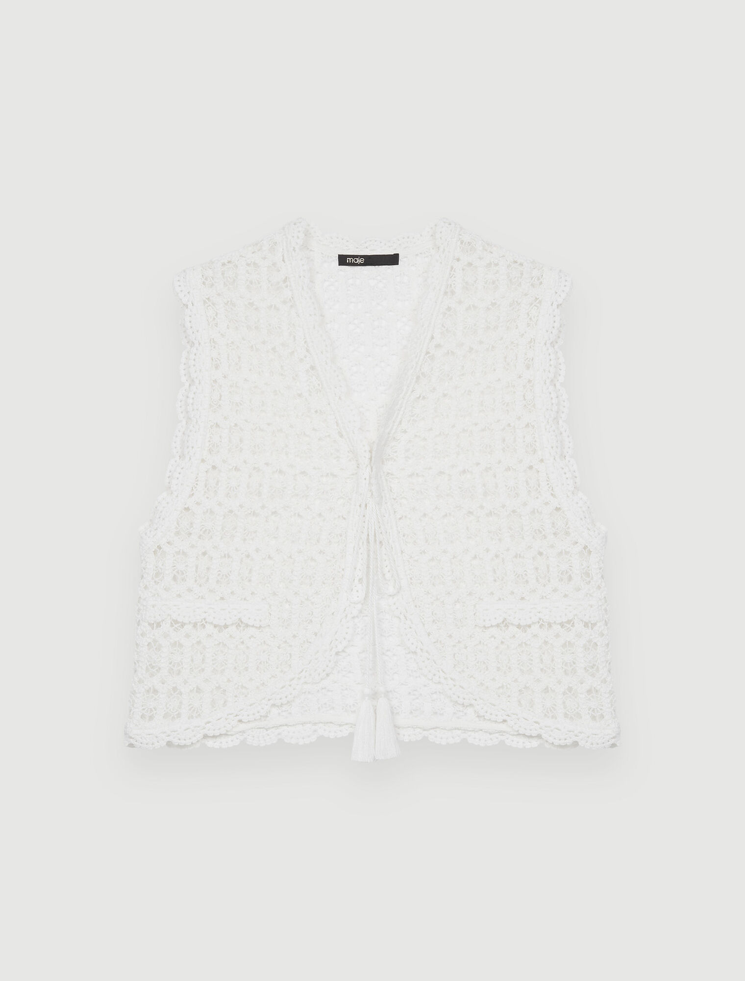 Kleine ärmellose Jacke aus Guipure