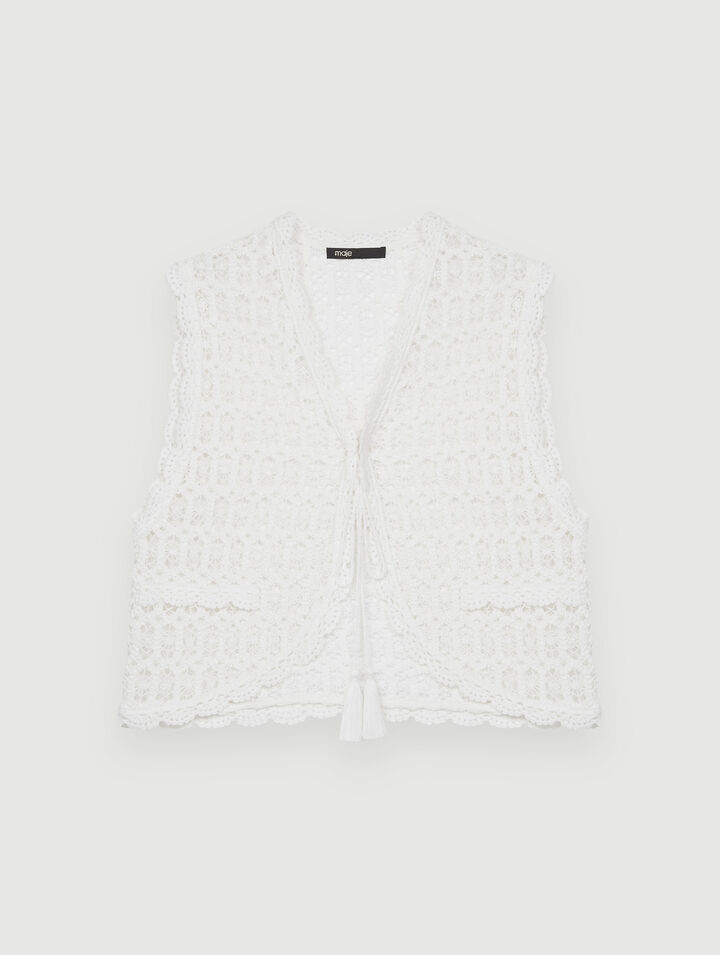 Kleine ärmellose Jacke aus Guipure