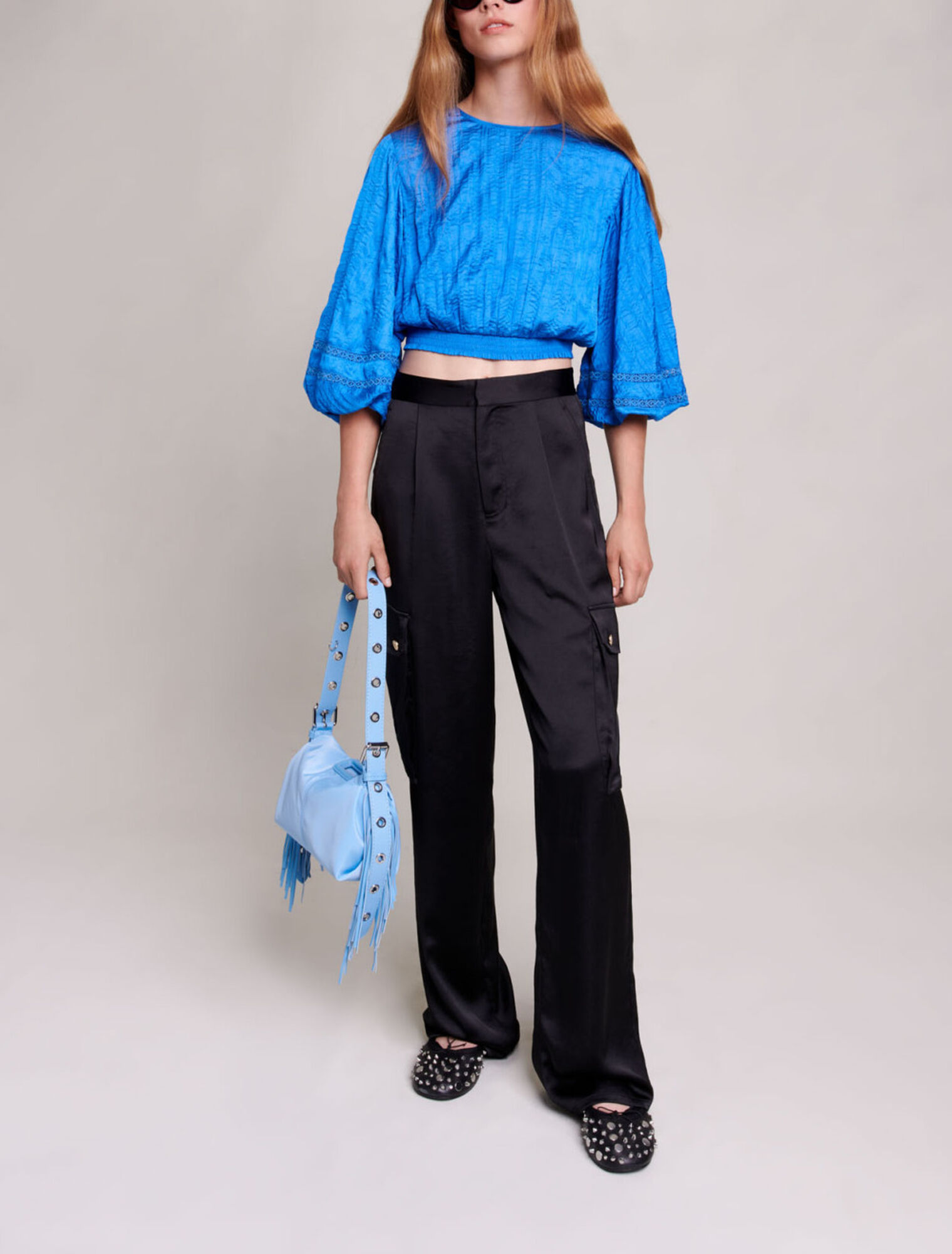 Satinartige Cargohose