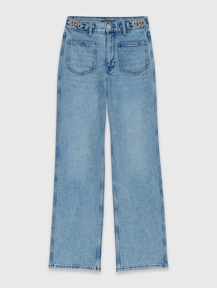 Gerade Jeans mit Ketten