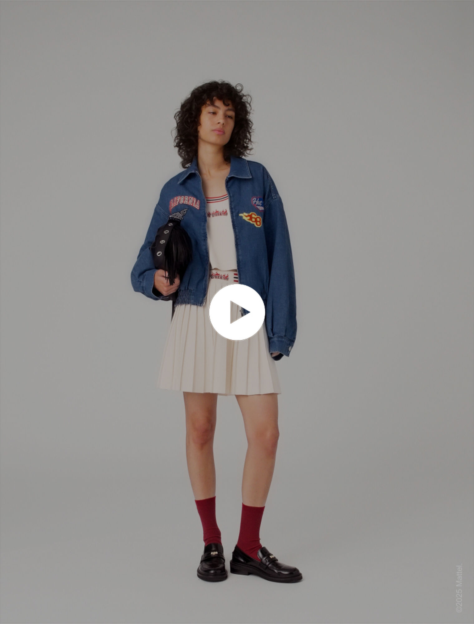 Oversize-Denimjacke mit Stickerei