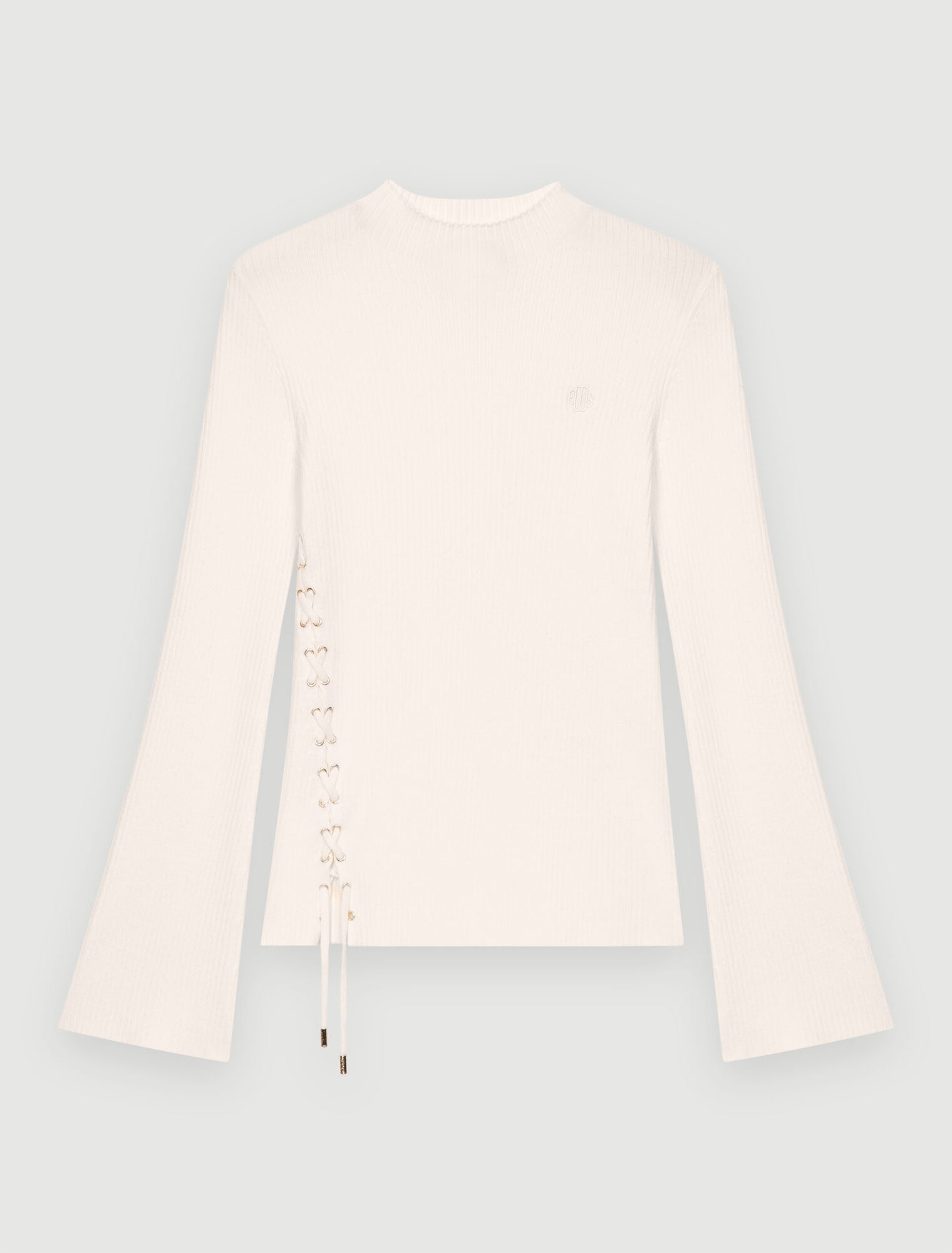 Gerippter Pullover, Metallösen in Gold