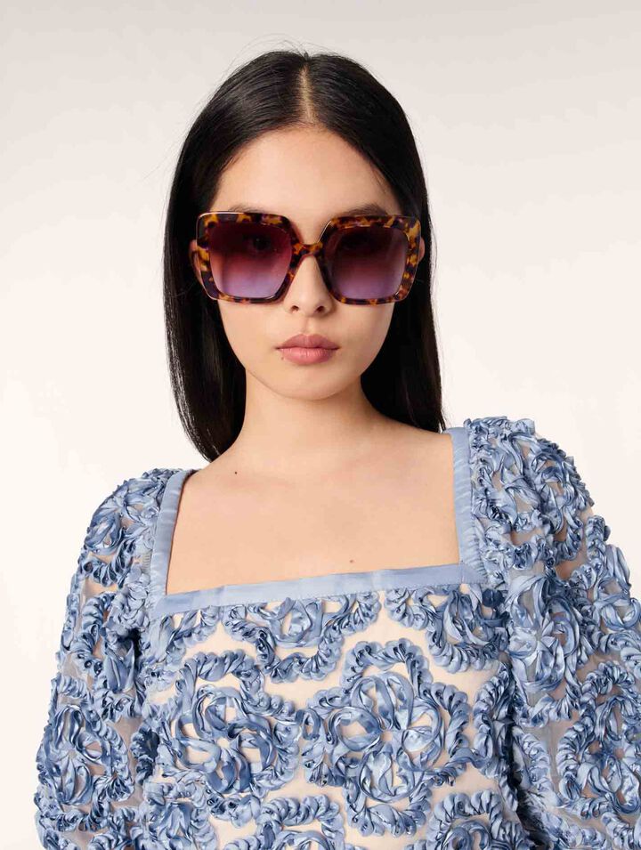 Organza-Top mit floralem Motiv