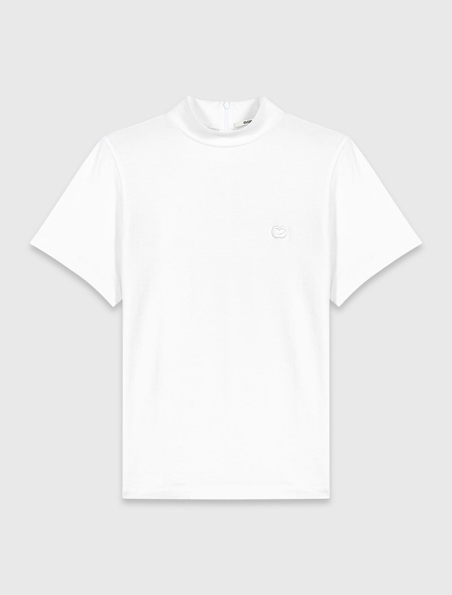 Rundhals-T-Shirt mit Zip hinten