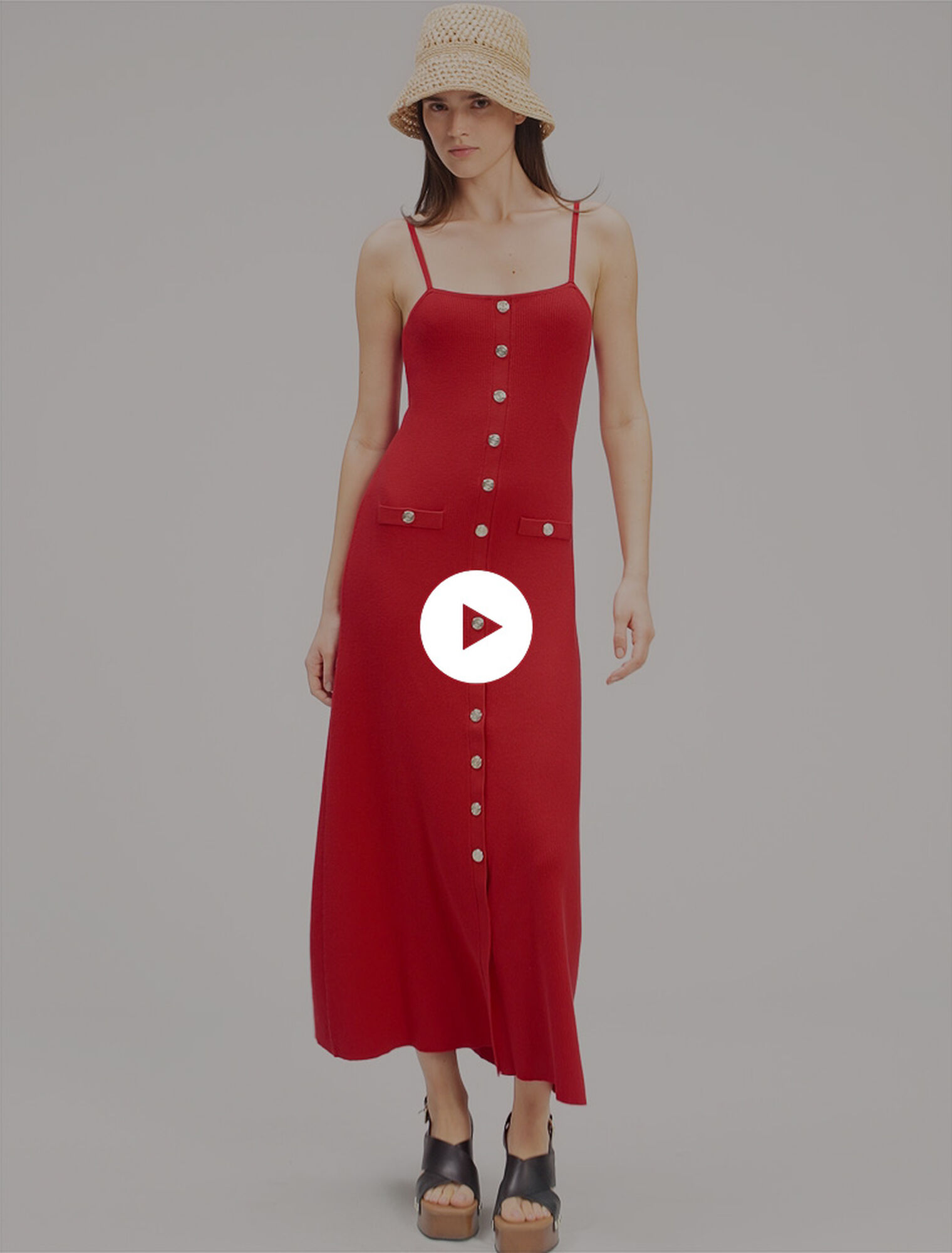 Langes Kleid aus Rippstrick