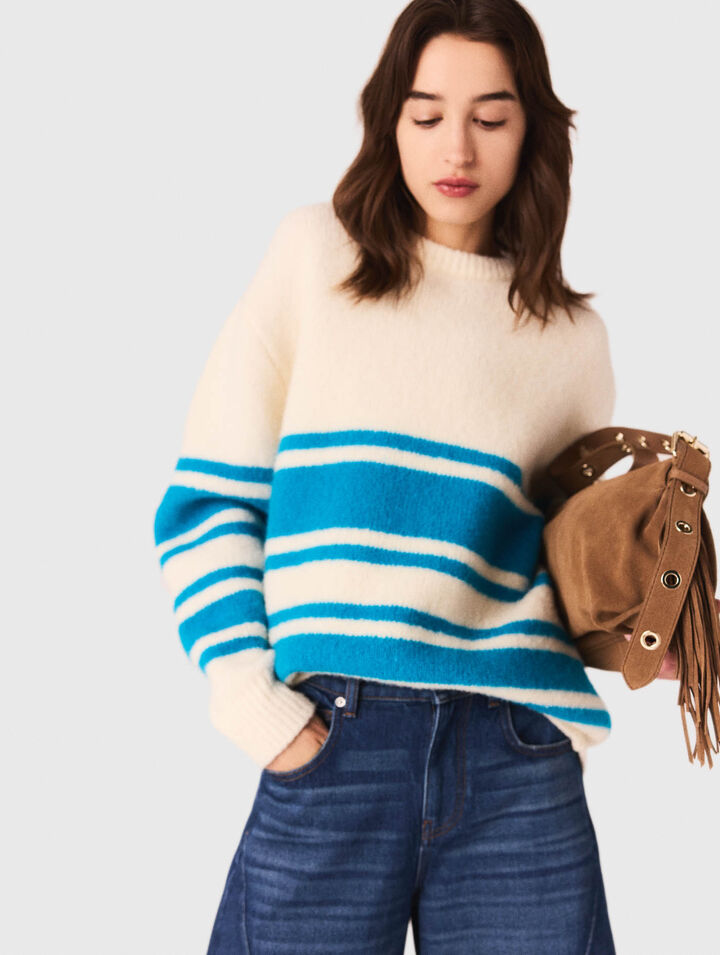 Weiter Pullover aus Wollgemisch