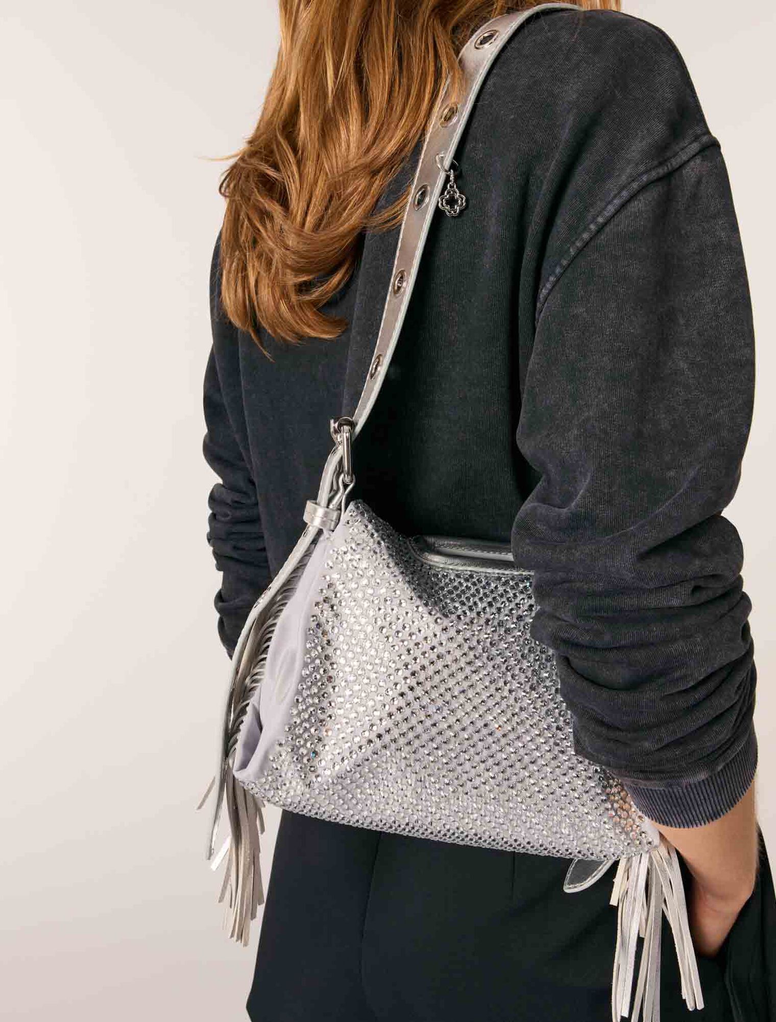 Tasche Miss M Mini Metall, Strass