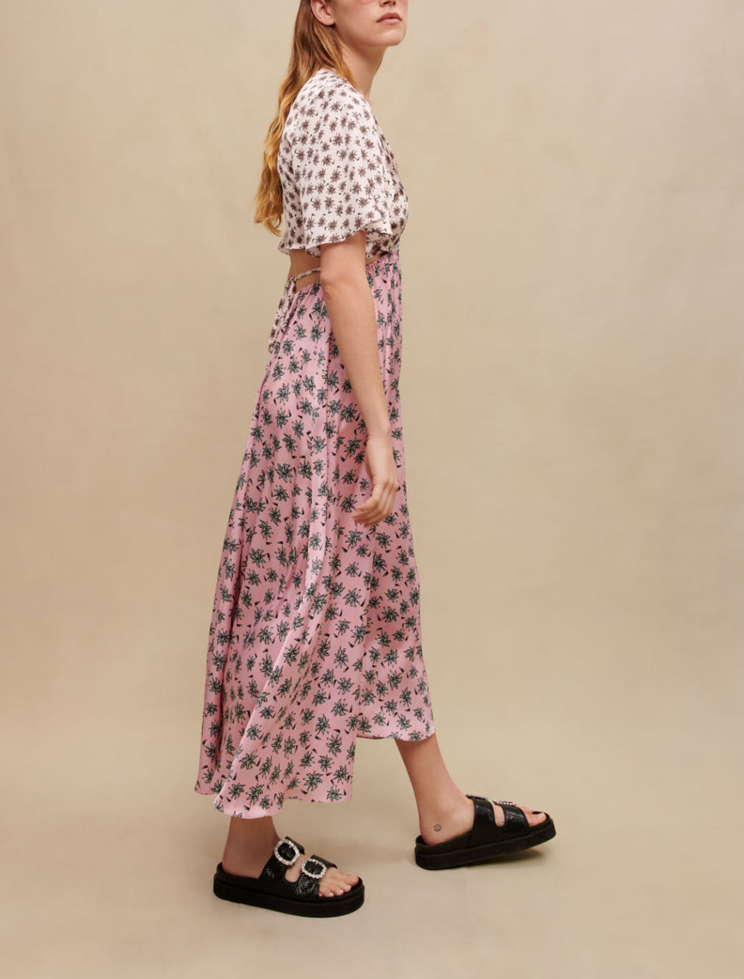 Langes Kleid mit Palmenprint