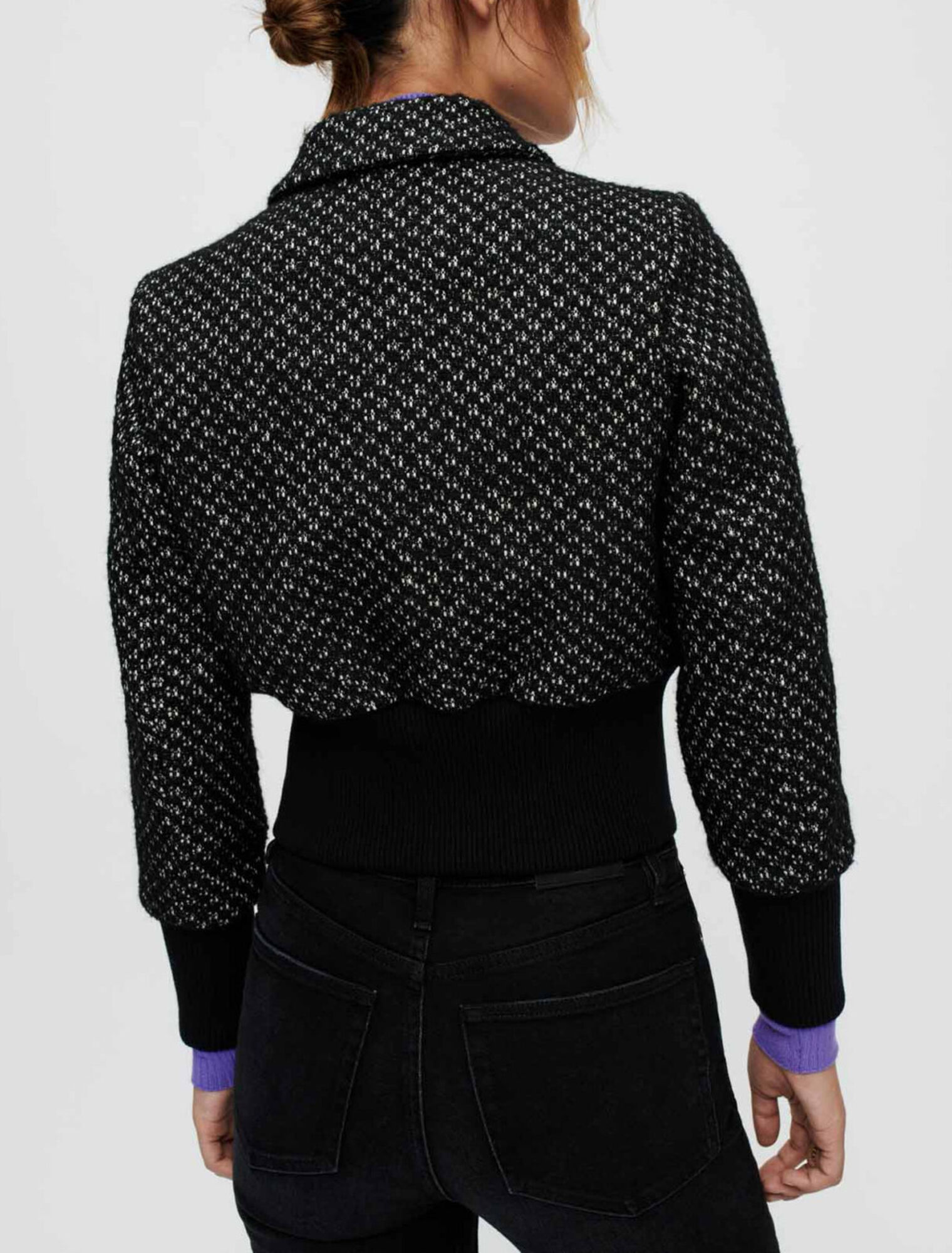 Unten geraffter Blouson aus Tweed