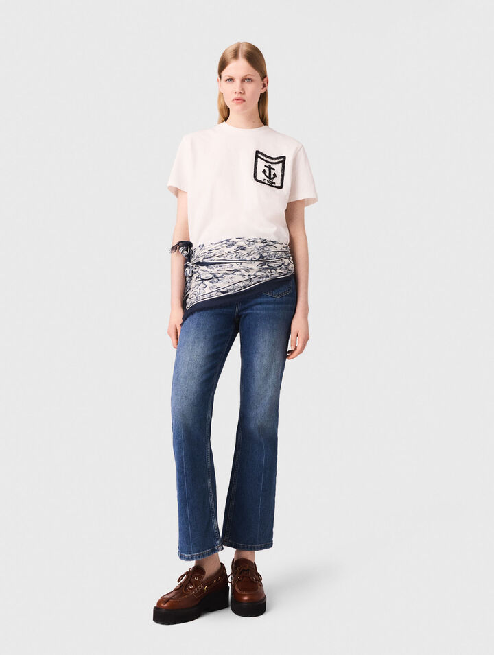 T-Shirt mit bestickter Tasche