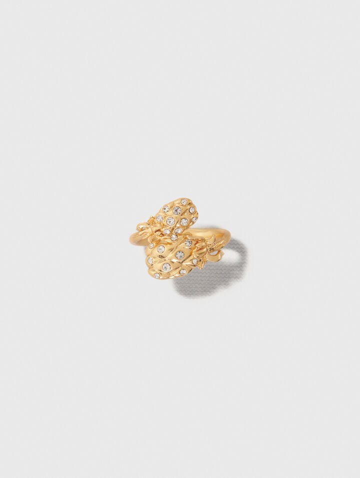 Doppelter Ring Ananas mit Strass
