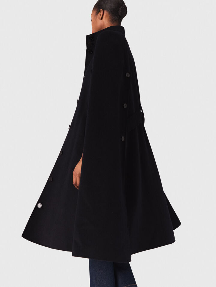 Langer Doubleface-Mantel mit Cape