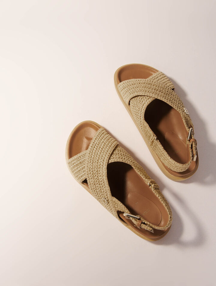 Flache Sandalen in Bastoptik