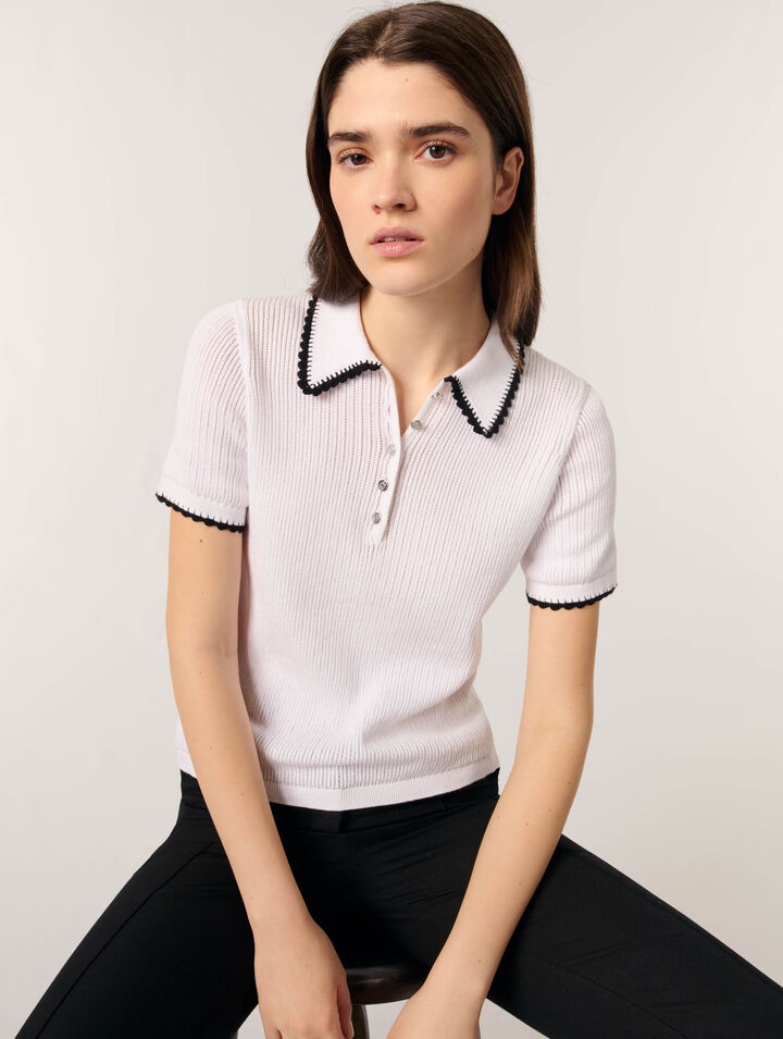 Poloshirt aus Pointelle-Strick