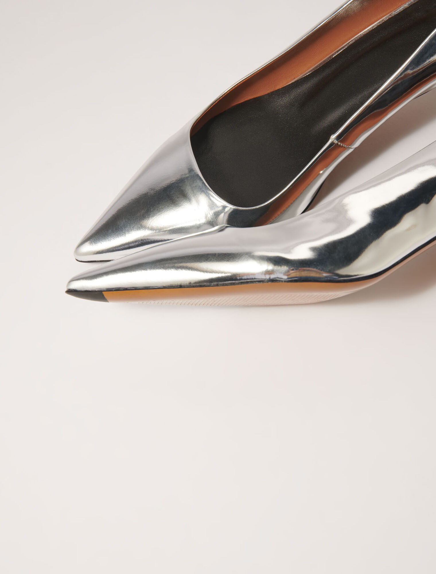 Spitze Lederpumps mit Spiegel-Optik