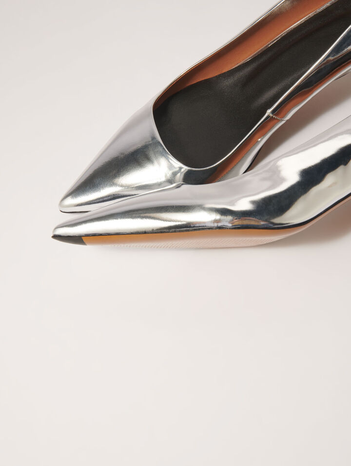 Spitze Lederpumps mit Spiegel-Optik