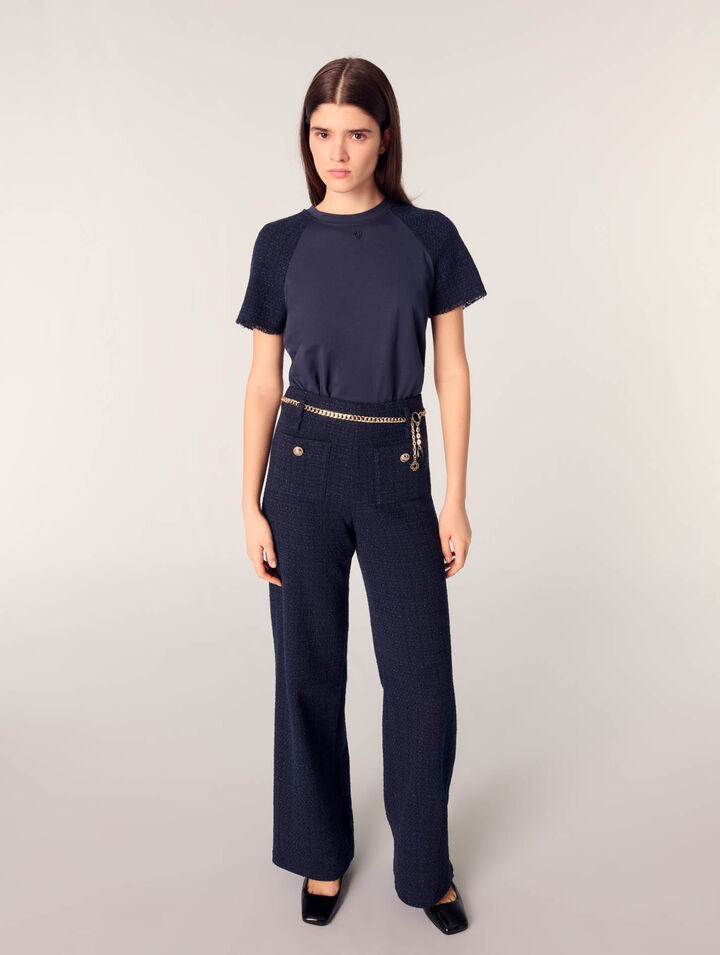 Tweed-Hose mit Kettengürtel