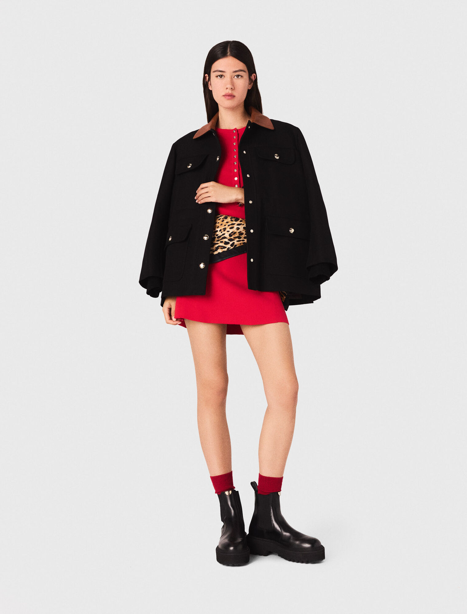 Parka mit Lederkragen