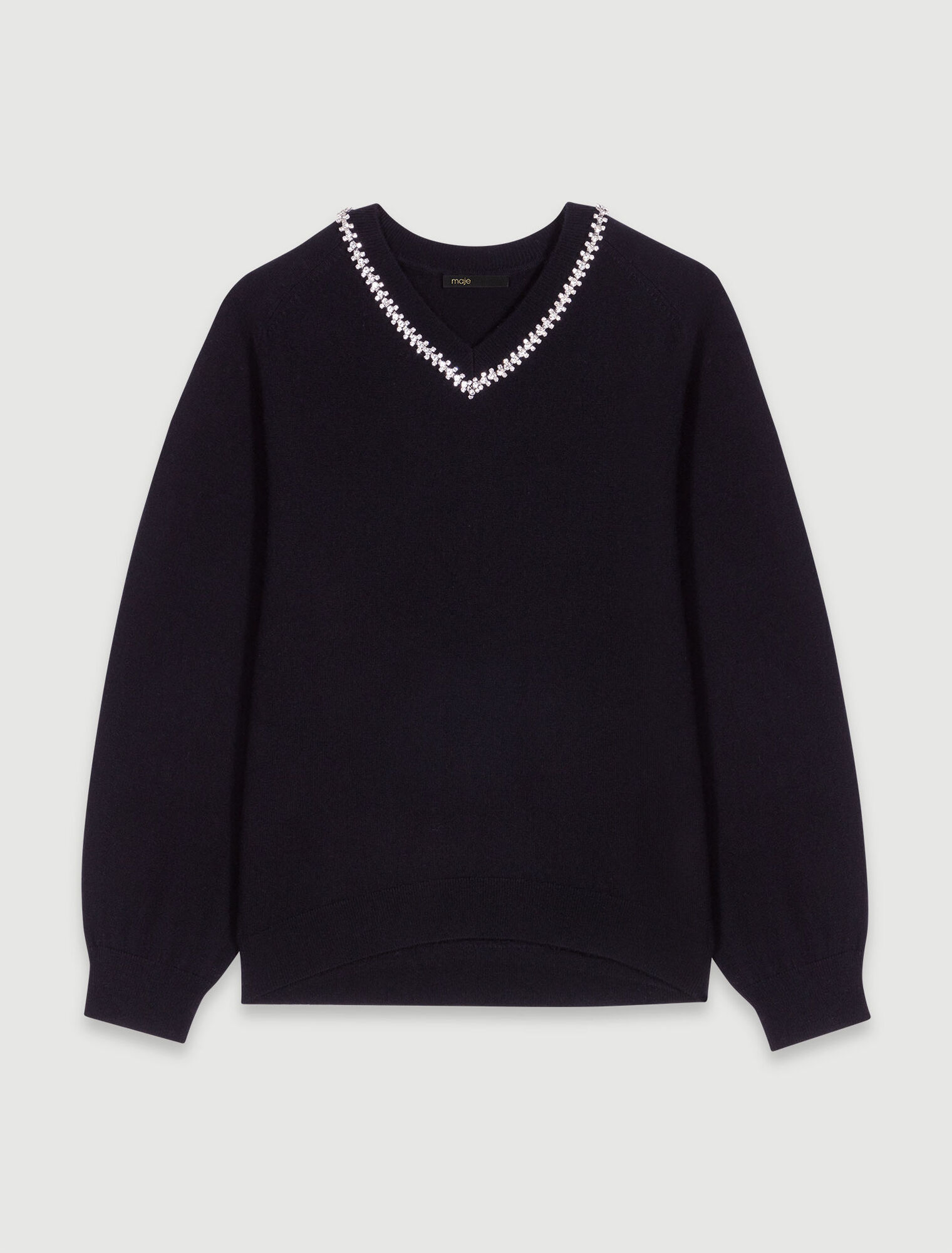 Strickpullover mit Strasskragen