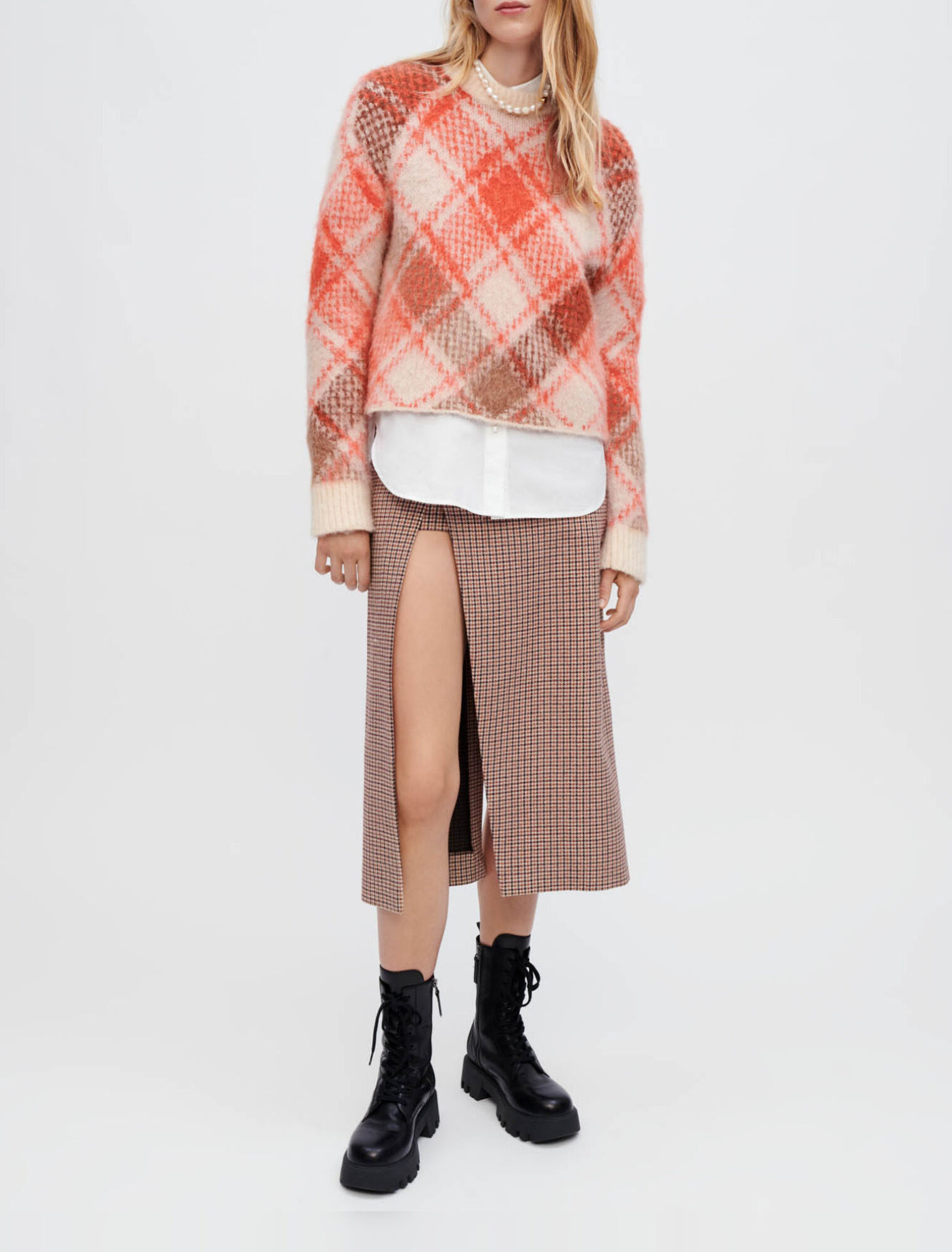 Flauschiger Jacquard-Pullover mit Rauten