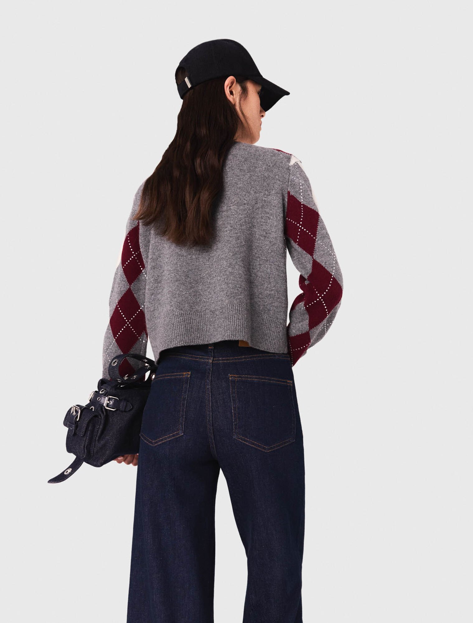 Kurzer Pullover mit Argyle-Muster