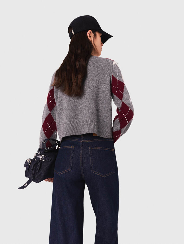 Kurzer Pullover mit Argyle-Muster