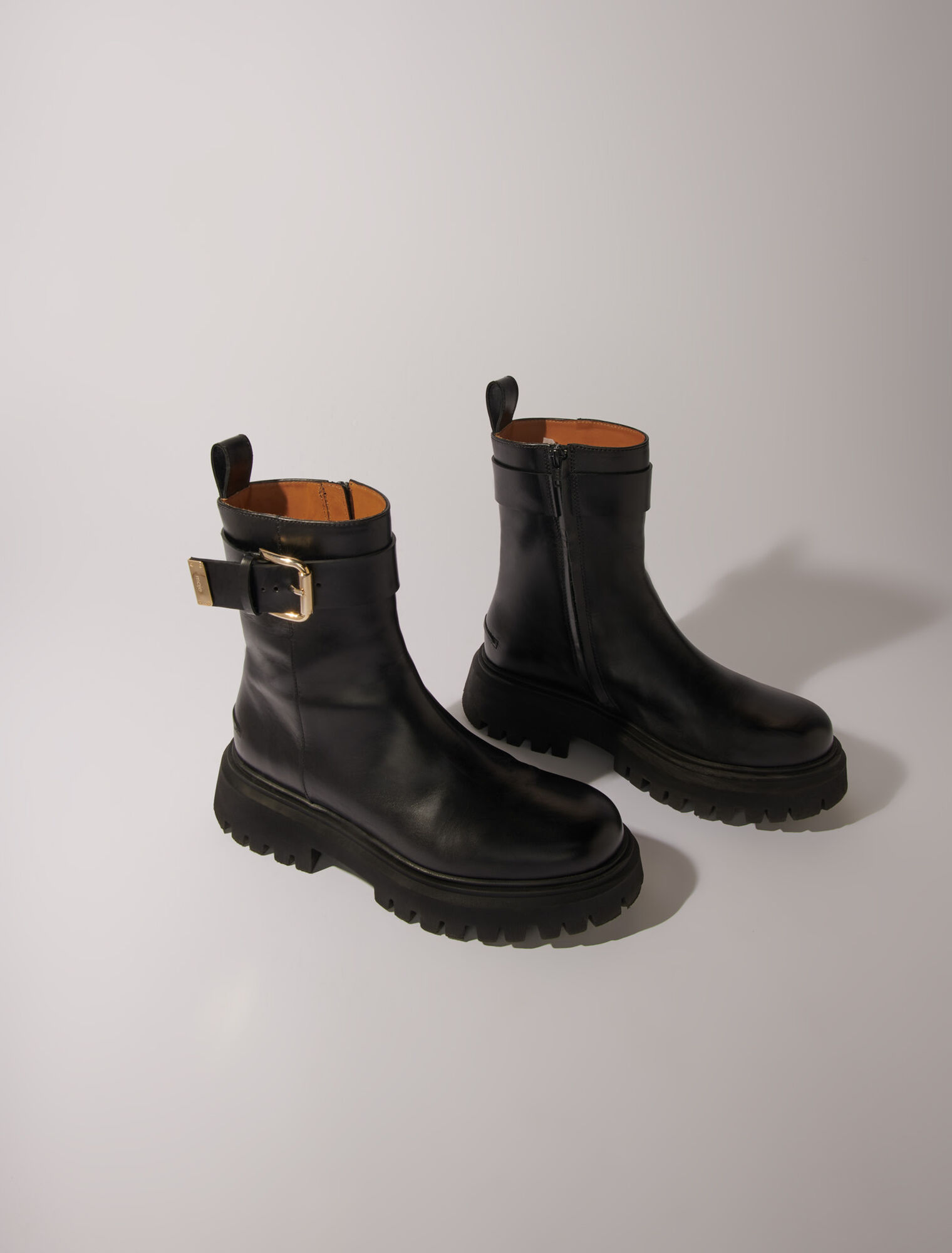 Lederstiefeletten mit Schnalle